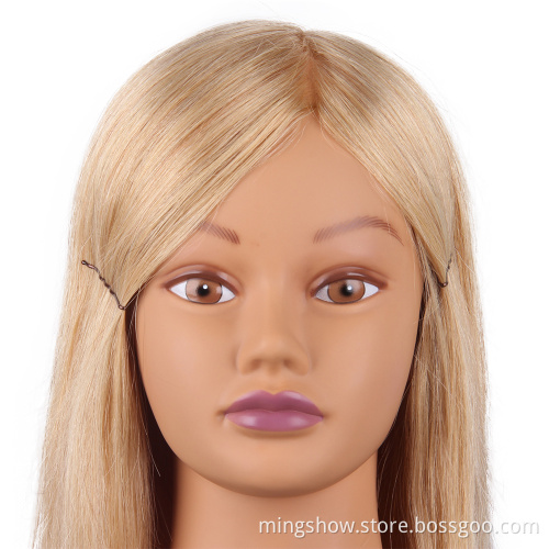 realistic human hair training head blond for hairdressers